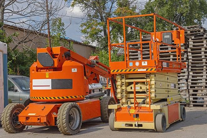 worker using forklift in industrial warehouse in Ceresco